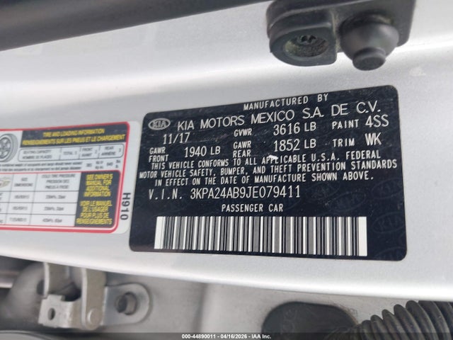Aukcja sprzedaży 2018 Kia Rio Lx, vin: 3KPA24AB9JE079411, numer aukcji: 44890011