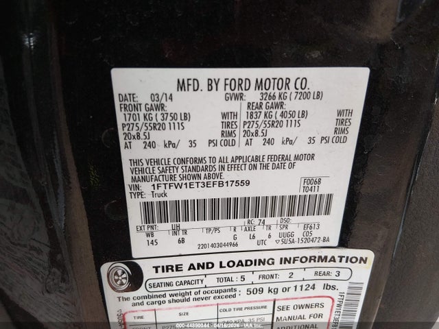 1FTFW1ET3EFB17559 Ford F-150 Fx4