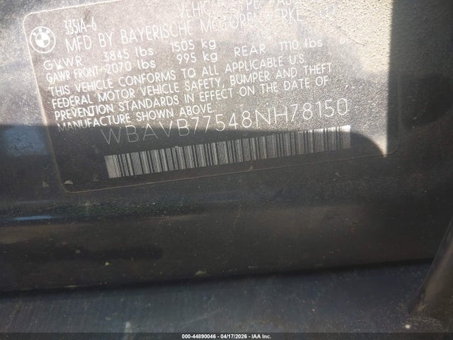 Aukcja sprzedaży 2008 Bmw 335i, vin: WBAVB77548NH78150, numer aukcji: 44890046