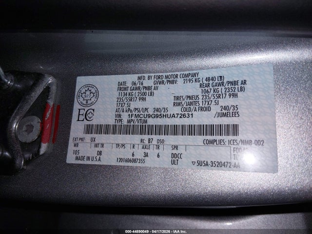 1FMCU9G95HUA72631 Ford ESCAPE SE