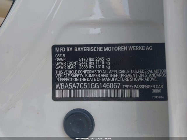Продажа на аукционе авто 2016 Bmw 528i Xdrive, vin: WBA5A7C51GG146067, номер лота: 44890090