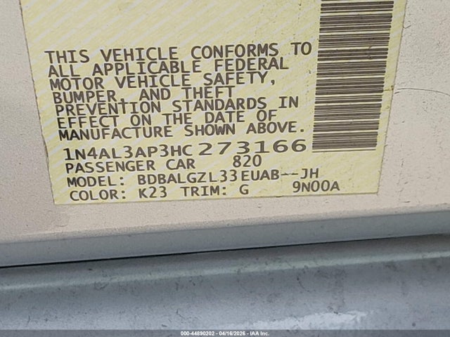1N4AL3AP3HC273166 Nissan Altima 2.5 S