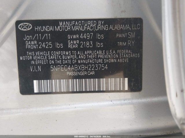 Aukcja sprzedaży 2011 Hyundai Sonata Limited 2.0t, vin: 5NPEC4ABXBH223754, numer aukcji: 44890212