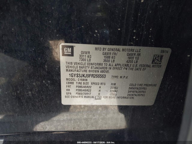 2015 CADILLAC ESCALADE ESV 1GYS3JKJ9FR266563 Photo 8