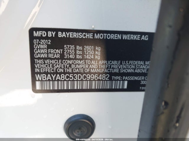 Aukcja sprzedaży 2013 Bmw 750i, vin: WBAYA8C53DC996482, numer aukcji: 44890235