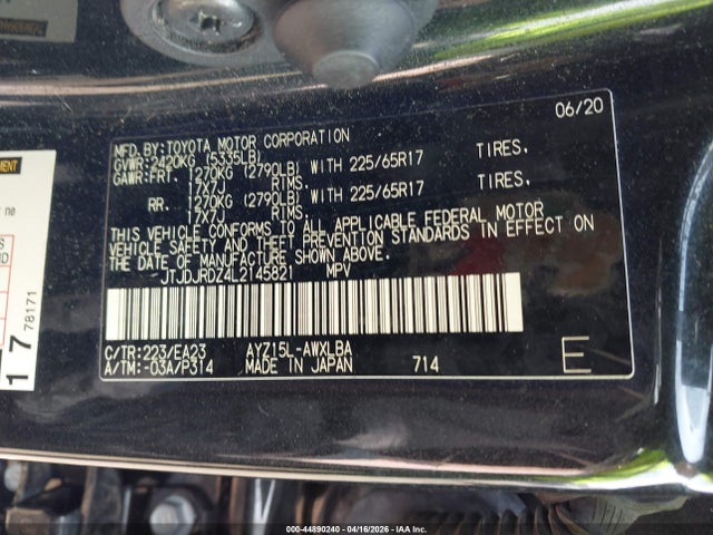 2020 Lexus Nx 300h მანქანა იყიდება აუქციონზე, vin: JTJDJRDZ4L2145821, აუქციონის ნომერი: 44890240