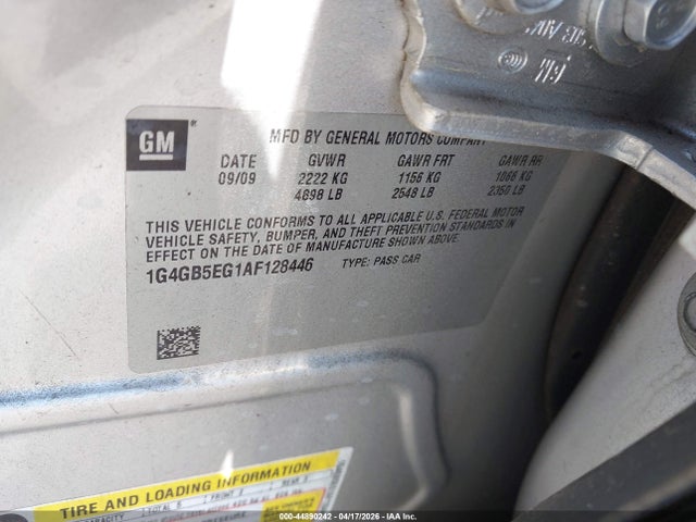 Aukcja sprzedaży 2010 Buick Lacrosse Cx, vin: 1G4GB5EG1AF128446, numer aukcji: 44890242