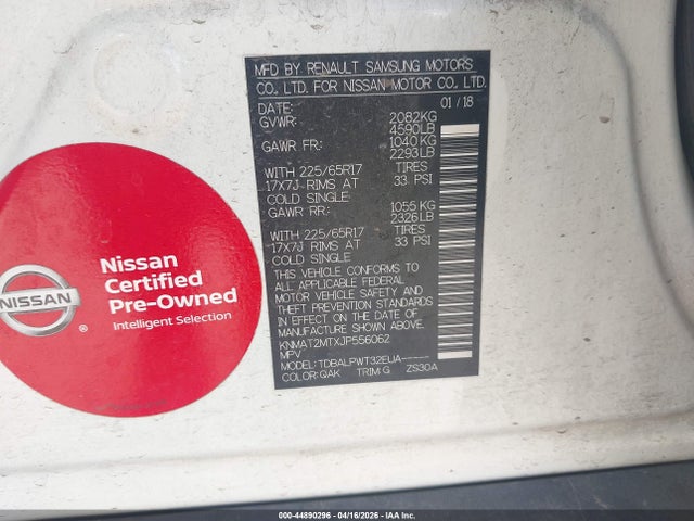 KNMAT2MTXJP556062 Nissan ROGUE S