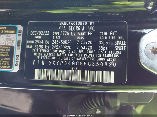 2023 Kia Telluride Ex მანქანა იყიდება აუქციონზე, vin: 5XYP34GC8PG350820, აუქციონის ნომერი: 44890337