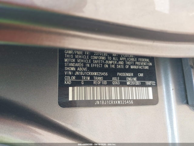 44890350 :رقم المزاد ، JN1BJ1CRXKW325456 vin ، 2019 Nissan Rogue Sport S مزاد بيع