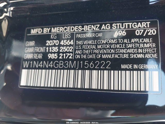 W1N4N4GB3MJ156222 Mercedes-Benz GLA 250