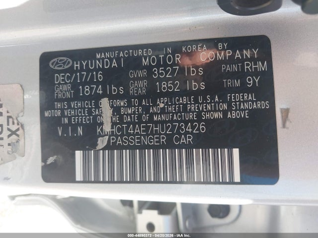 Hyundai ACCENT SE 2017 KMHCT4AE7HU273426 Image 9