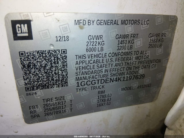 1GCGTDEN4K1197639 Chevrolet Colorado Z71