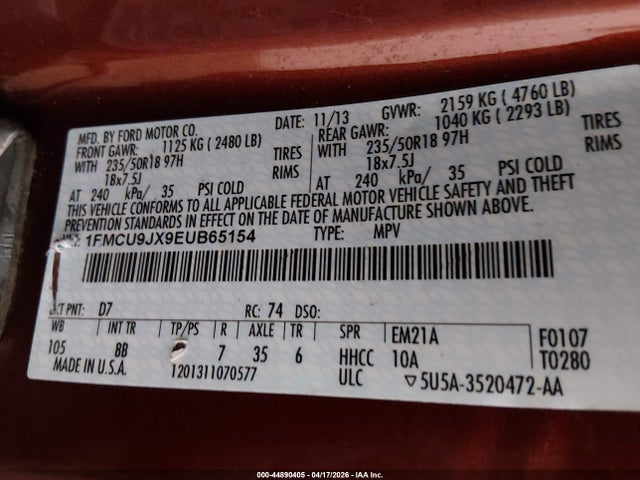 Ford Escape Titanium 2014 1FMCU9JX9EUB65154 Image 9