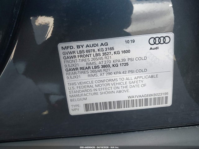 WA1VAAGE6KB023195 Audi E-tron Premium Plus