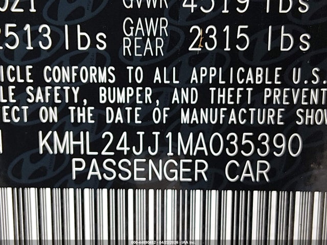 KMHL24JJ1MA035390 Hyundai Sonata Blue