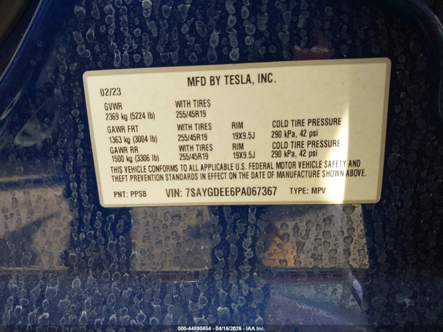 Aukcja sprzedaży 2023 Tesla Model Y Awd/long Range Dual Motor All-wheel Drive, vin: 7SAYGDEE6PA067367, numer aukcji: 44890454
