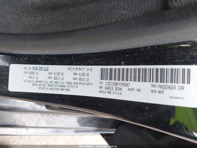 2015 Chrysler 200 Limited მანქანა იყიდება აუქციონზე, vin: 1C3CCCAB8FN705067, აუქციონის ნომერი: 44890461