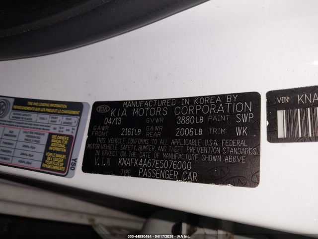 KNAFK4A67E5076000 KIA FORTE LX