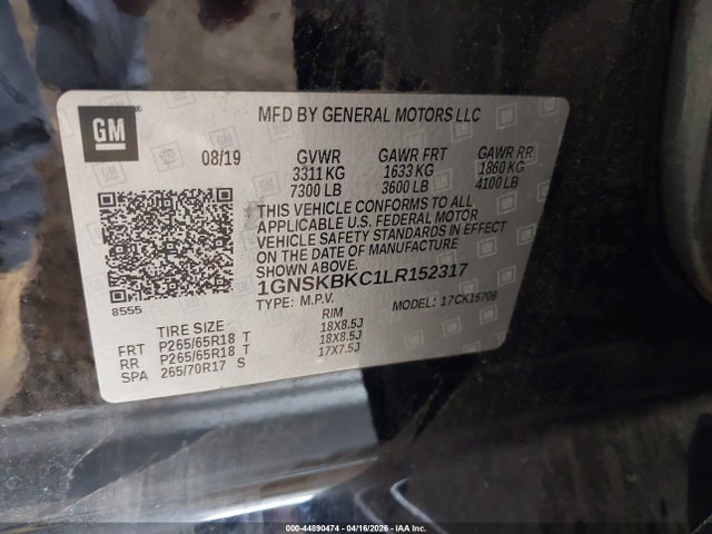 1GNSKBKC1LR152317 Chevrolet Tahoe 4wd Lt