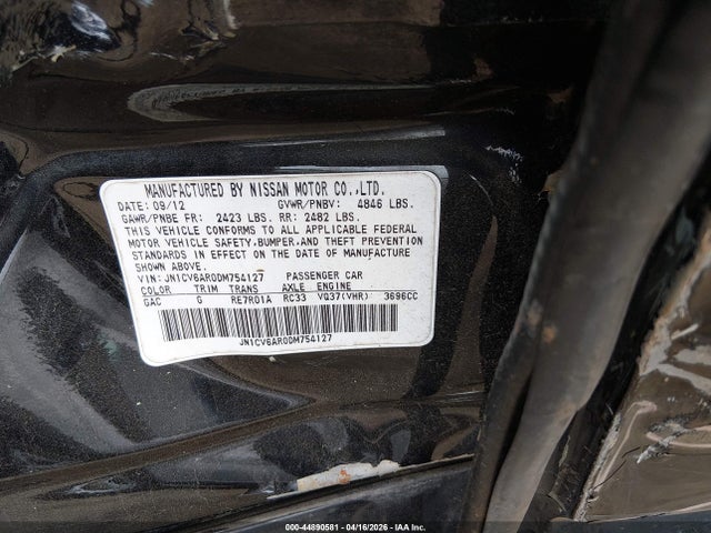 Aukcja sprzedaży 2013 Infiniti G37x, vin: JN1CV6AR0DM754127, numer aukcji: 44890581