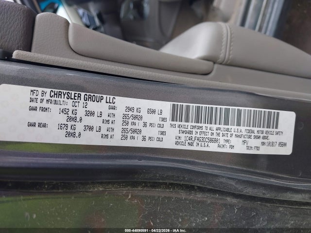 44890591 :رقم المزاد ، 1C4RJFAG3DC586801 vin ، 2013 Jeep Grand Cherokee Laredo مزاد بيع