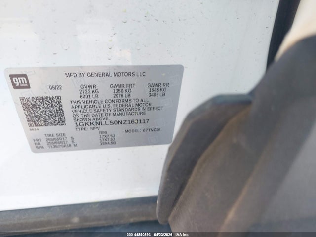 Auction sale of the 2022 Gmc Acadia Awd At4, vin: 1GKKNLLS0NZ163117, lot number: 44890593