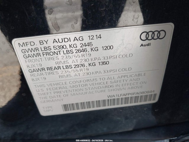 Aukcja sprzedaży 2015 Audi Q5 2.0t Premium, vin: WA1LFAFP6FA080844, numer aukcji: 44890632