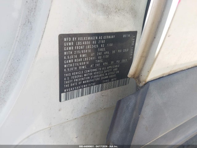 Продаж на аукціоні авто 2014 Volkswagen Tiguan S, vin: WVGAV3AX7EW619780, номер лоту: 44890651