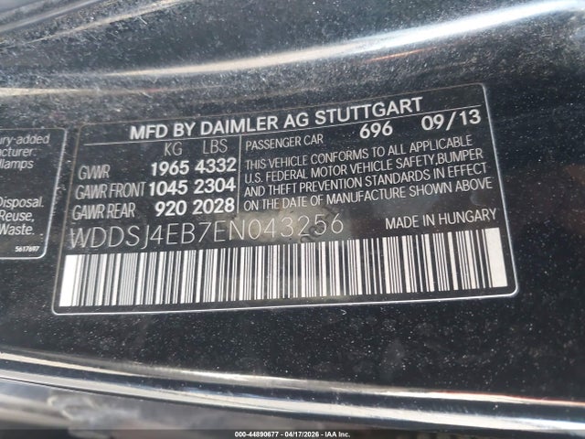 44890677 :رقم المزاد ، WDDSJ4EB7EN043256 vin ، 2014 Mercedes-benz Cla 250 مزاد بيع