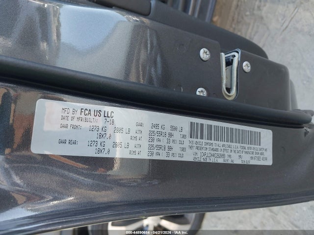 44890684 :رقم المزاد ، 1C4PJLDX4KD262099 vin ، 2019 Jeep Cherokee Limited Fwd مزاد بيع