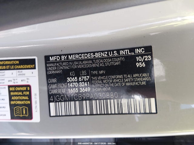 44890738 :رقم المزاد ، 4JGGM1CB9PA030880 vin ، 2023 Mercedes-benz Eqe 350 Suv 4matic مزاد بيع