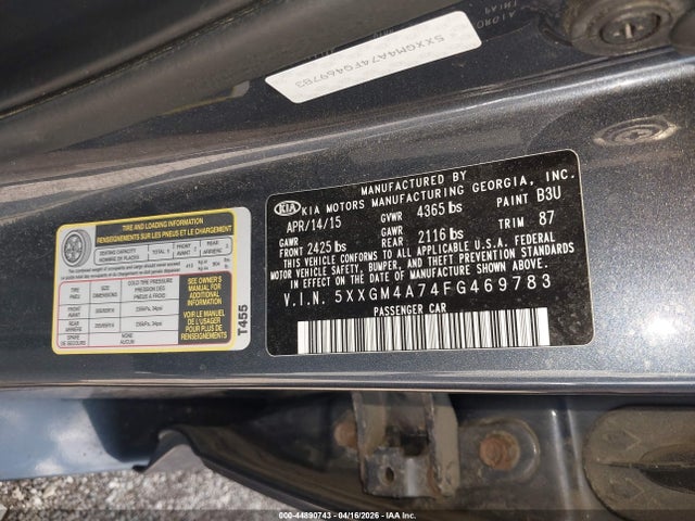 Aukcja sprzedaży 2015 Kia Optima Lx, vin: 5XXGM4A74FG469783, numer aukcji: 44890743