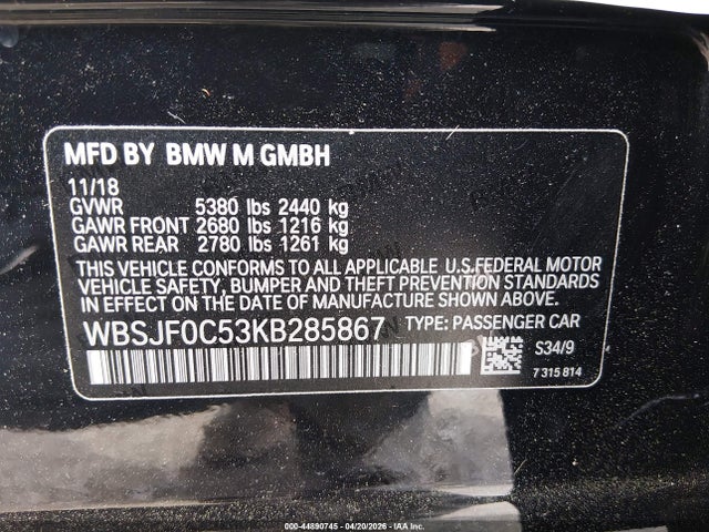 BMW M5 2019 WBSJF0C53KB285867 Image 9