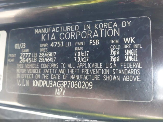Продажа на аукционе авто 2023 Kia Sportage Hybrid Lx, vin: KNDPU3AG3P7060209, номер лота: 44890755