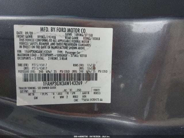 Aukcja sprzedaży 2010 Ford Focus Ses, vin: 1FAHP3GN3AW143269, numer aukcji: 44890756