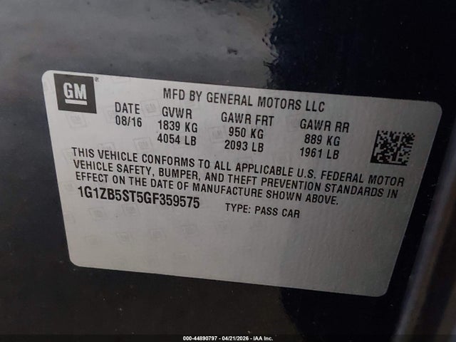 Chevrolet MALIBU LS 2016 1G1ZB5ST5GF359575 Image 9