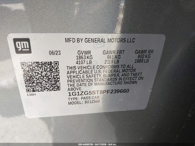 1G1ZG5ST8PF239660 Chevrolet Malibu Fwd Rs