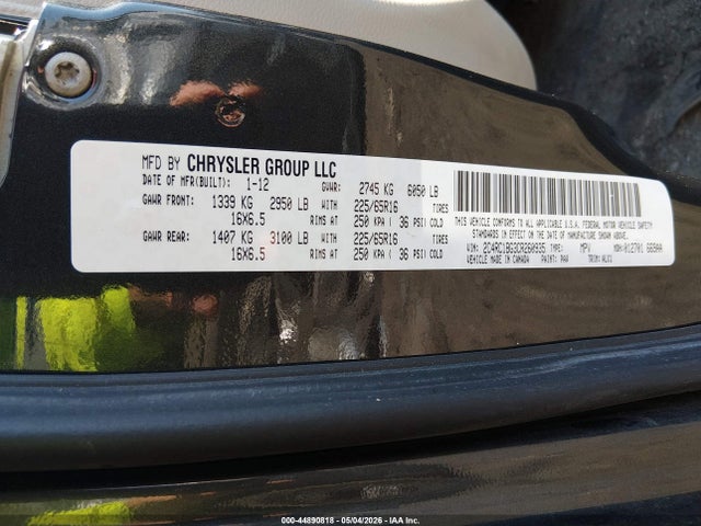 Продаж на аукціоні авто 2012 Chrysler Town & Country Touring, vin: 2C4RC1BG3CR260935, номер лоту: 44890818
