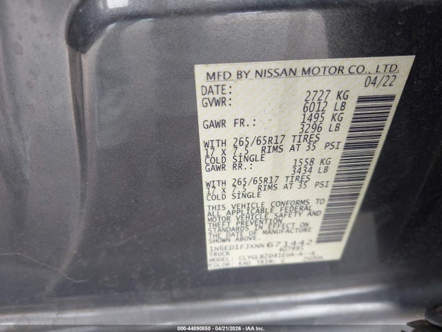Nissan Frontier Long Bed Sv 4x2 2022 1N6ED1FJXNN671442 Image 9