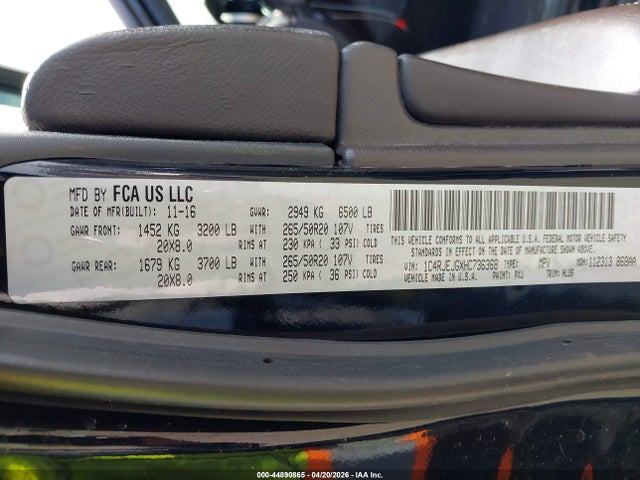 Продажа на аукционе авто 2017 Jeep Grand Cherokee Summit 4x2, vin: 1C4RJEJGXHC736368, номер лота: 44890865