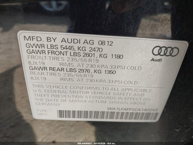 2012 AUDI Q5 WA1LFAFP2CA140243 Photo 8