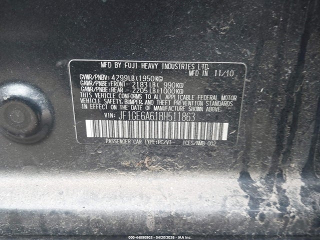 Aukcja sprzedaży 2011 Subaru Impreza 2.5i, vin: JF1GE6A61BH511863, numer aukcji: 44890902