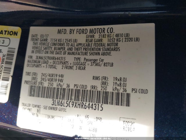 2017 LINCOLN MKZ 3LN6L5C9XHR644315 Photo 8