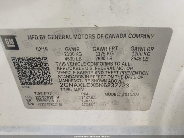 Chevrolet EQUINOX LT 2019 2GNAXLEX5K6237723 Image 9