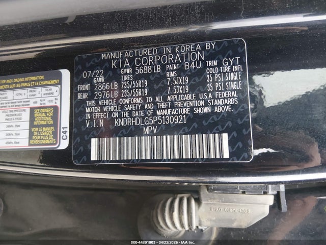 2023 Kia Sorento Hybrid Ex მანქანა იყიდება აუქციონზე, vin: KNDRHDLG5P5130921, აუქციონის ნომერი: 44891003