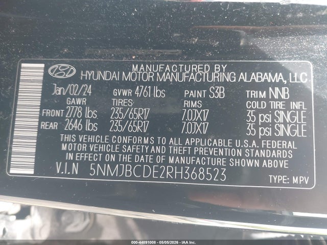 Hyundai TUCSON SEL 2024 5NMJBCDE2RH368523 Image 9