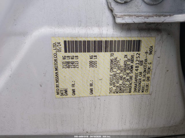 44891019 :رقم المزاد ، 1N4AA5APXEC481252 vin ، 2014 Nissan Maxima مزاد بيع