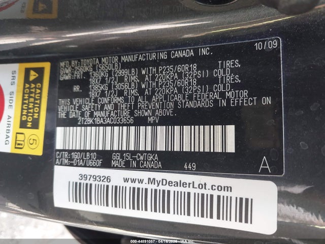 Aukcja sprzedaży 2010 Lexus Rx 350, vin: 2T2BK1BA3AC033656, numer aukcji: 44891057