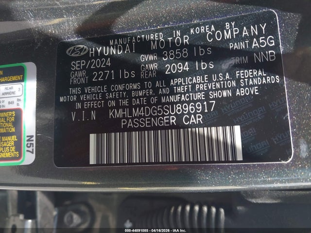 Продажа на аукционе авто 2025 Hyundai Elantra Sel Sport, vin: KMHLM4DG5SU896917, номер лота: 44891085